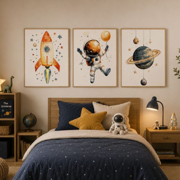 Cuadro decorativo infantil 40x50 astronautas