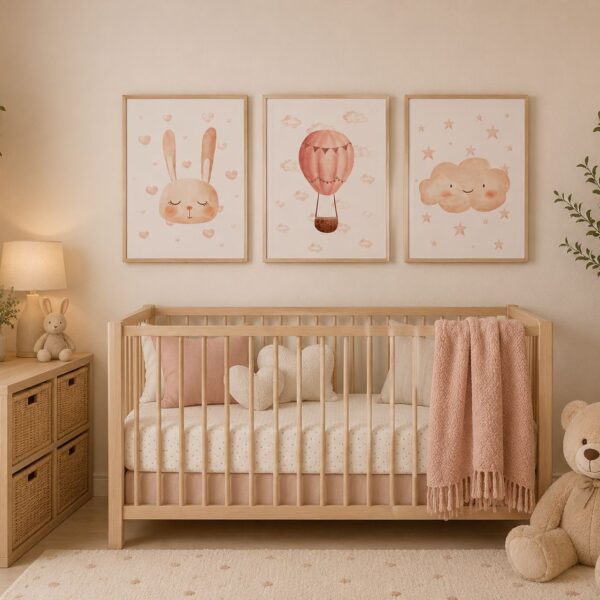 Cuadro decorativo infantil 30x40 cm nube rosada